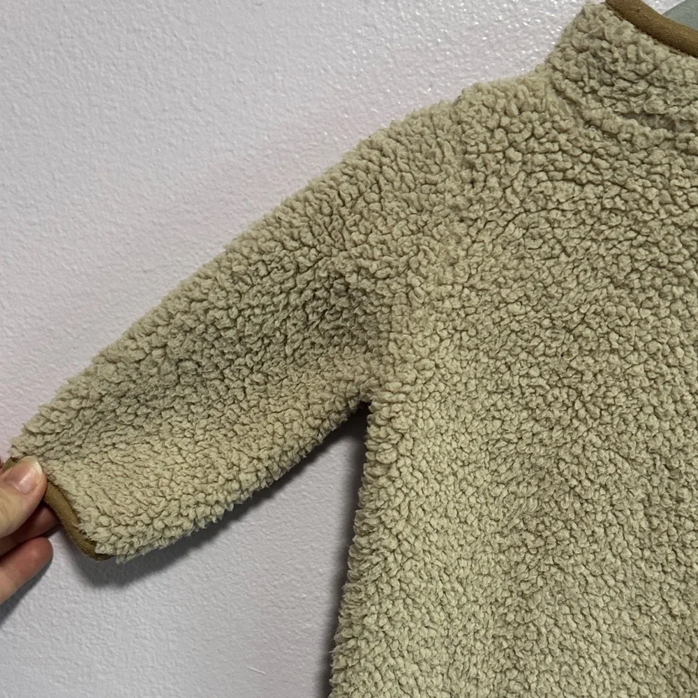 Carter's Cream Sherpa One-Piece with Tan Trim